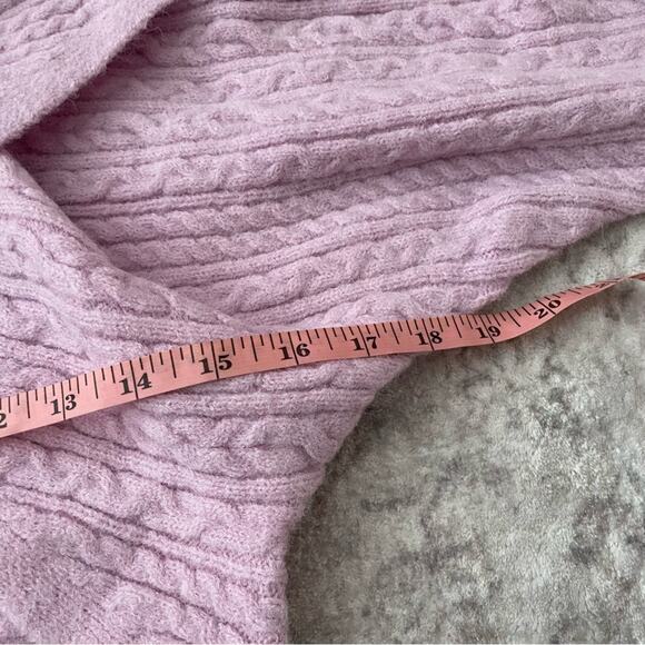Astr The Label Mariana Cable Knit Fuzzy Wrap Sweater Pink Large New - Picture 11 of 13